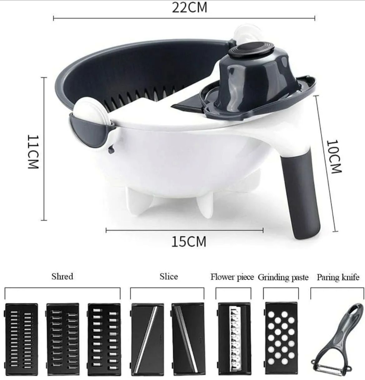 MULTIFUNCTIONAL VEGETABLE CUTTER WITH DRAIN BASKET