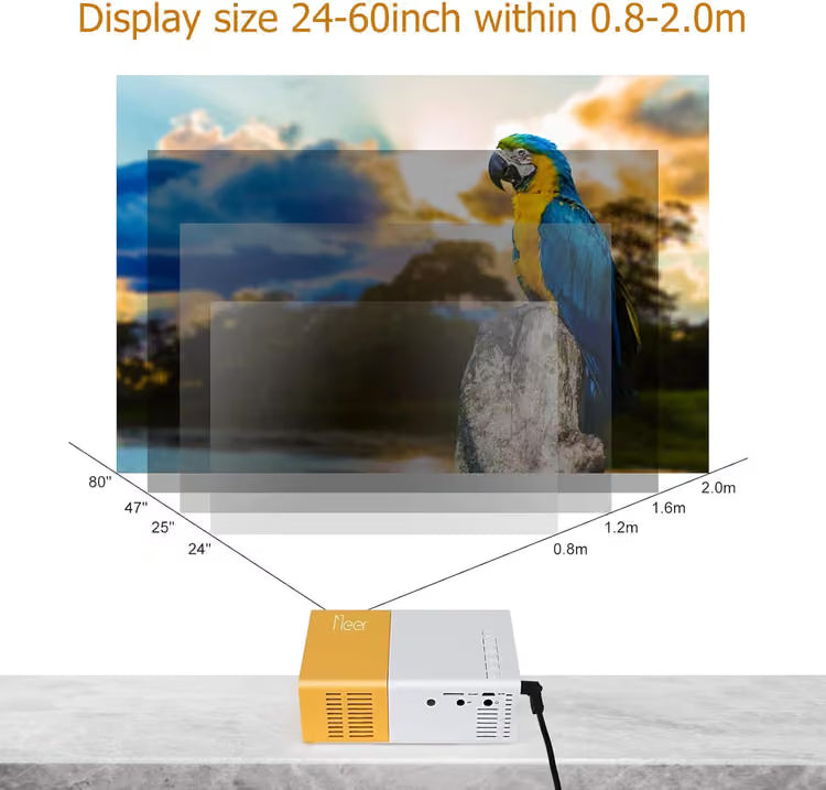 Meer YG300 Mini Portable Projector - 1080P Supported Cinema